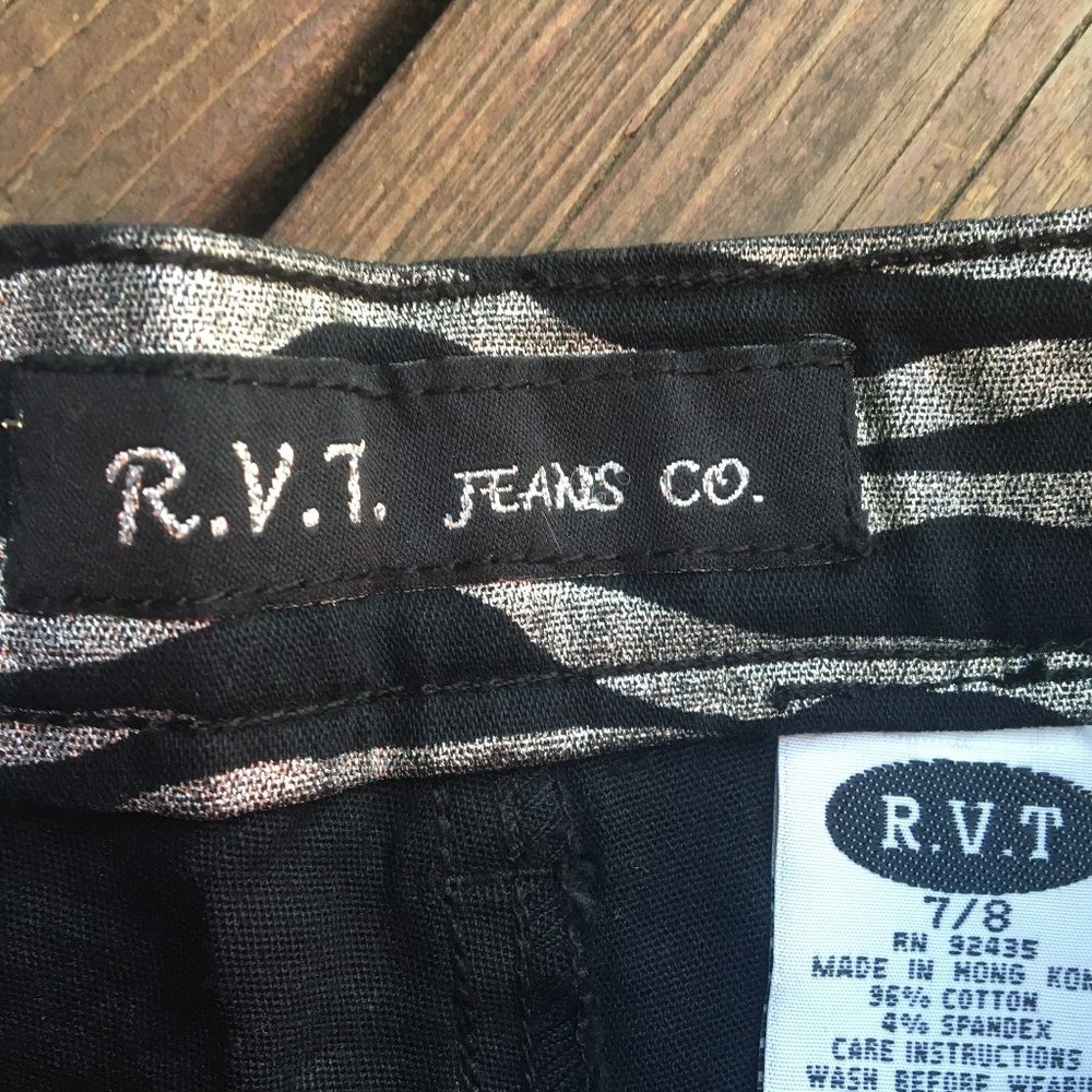 R.V.T Animal Print Stretchy Wax Jeans NWT 7/8 - Picture 4 of 6